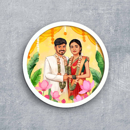 Handpainted Personalized Character Nameplate Wedding Couple- Full frame - rangreli