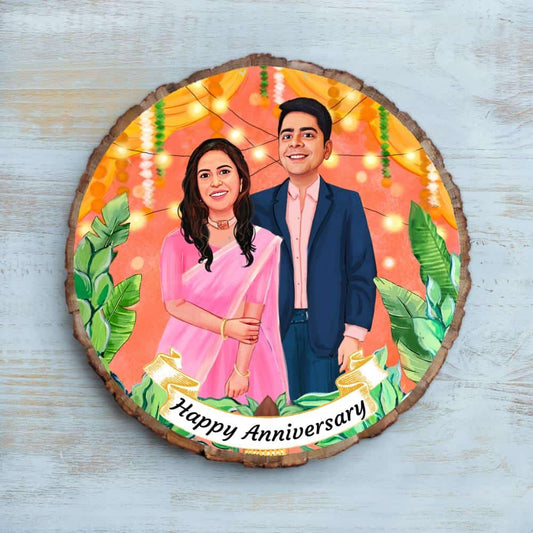 Handpainted Personalized Illustration Bark Nameplate - WeddingCouple2 - rangreli