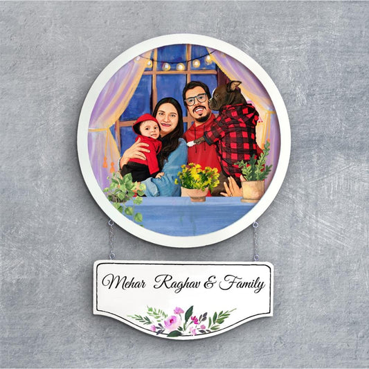 Handpainted Personalized Character Nameplate with Family1- Full frame - rangreli