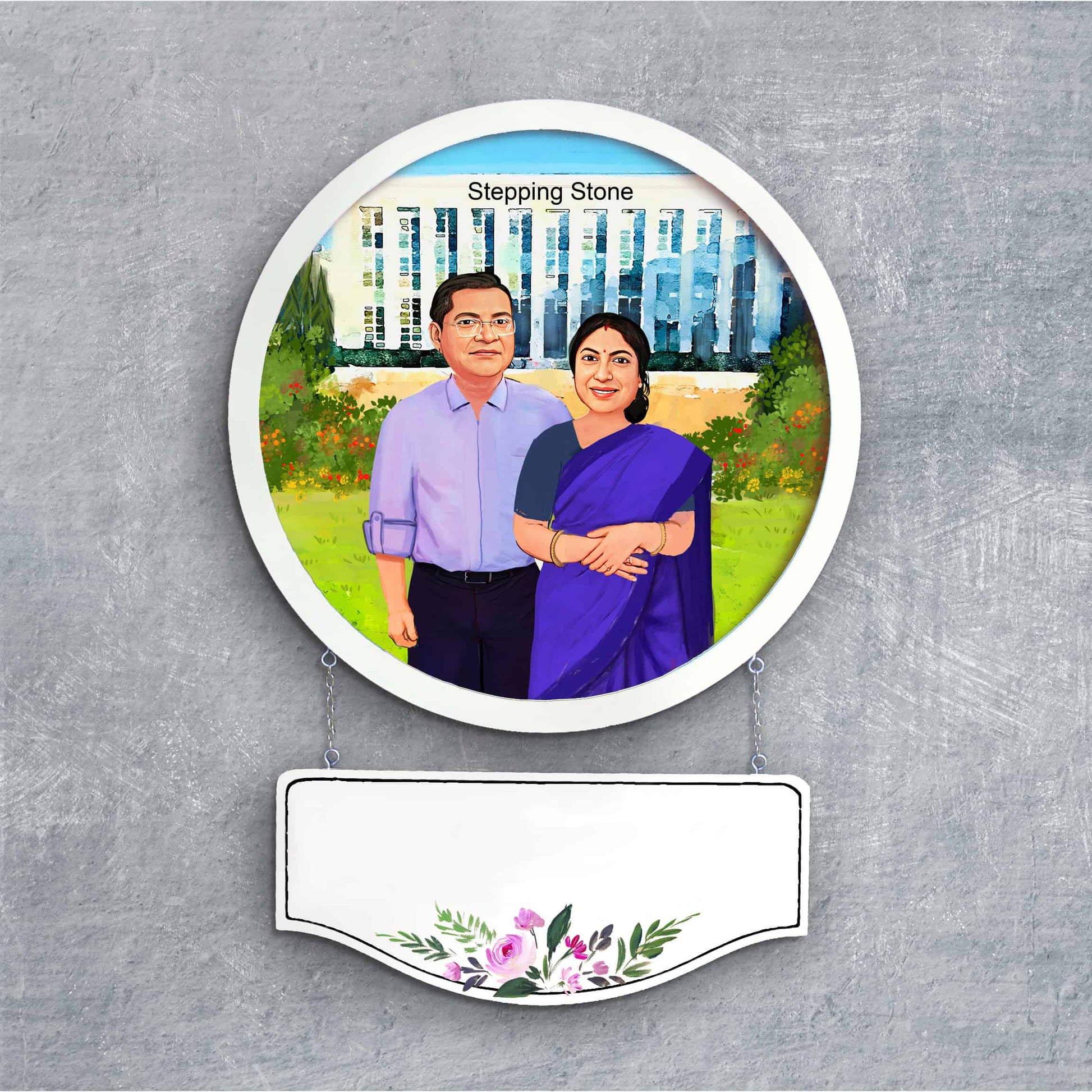 Handpainted Personalized Character Nameplate Mom N Dad- Full frame - rangreli