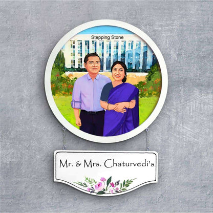 Handpainted Personalized Character Nameplate Mom N Dad- Full frame - rangreli