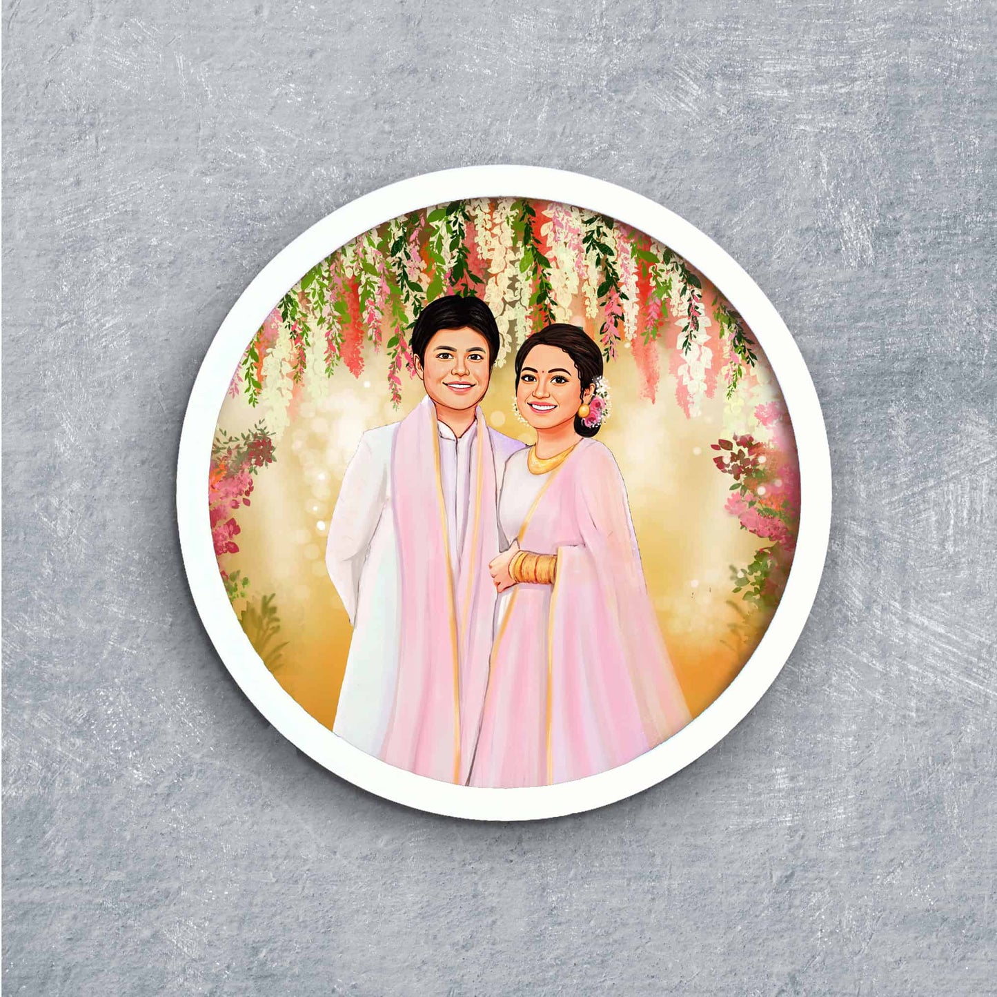 Handpainted Personalized Character Nameplate wedding Couple4- Full frame - rangreli