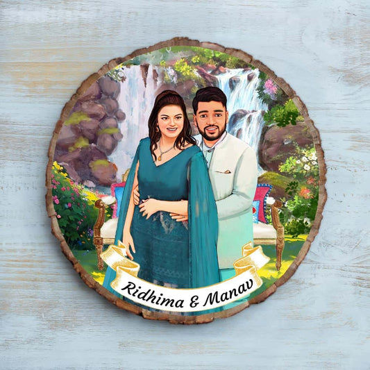 Handpainted Personalized Illustration Bark Nameplate - Wedding Shoots - rangreli