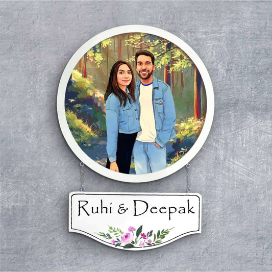 Handpainted Personalized Character Nameplate Holiday Couple9- Full frame - rangreli
