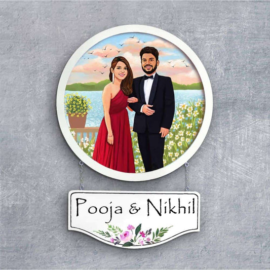 Handpainted Personalized Character Nameplate Couple Goal- Full frame - rangreli