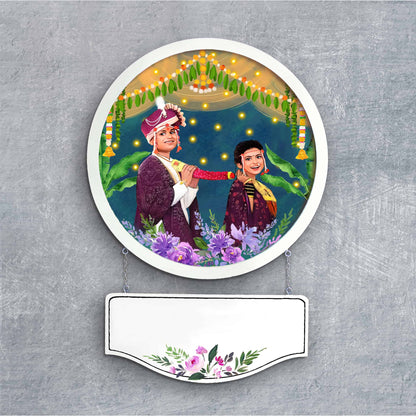 Handpainted Personalized Character Nameplate Wedding Feras- Full frame - rangreli