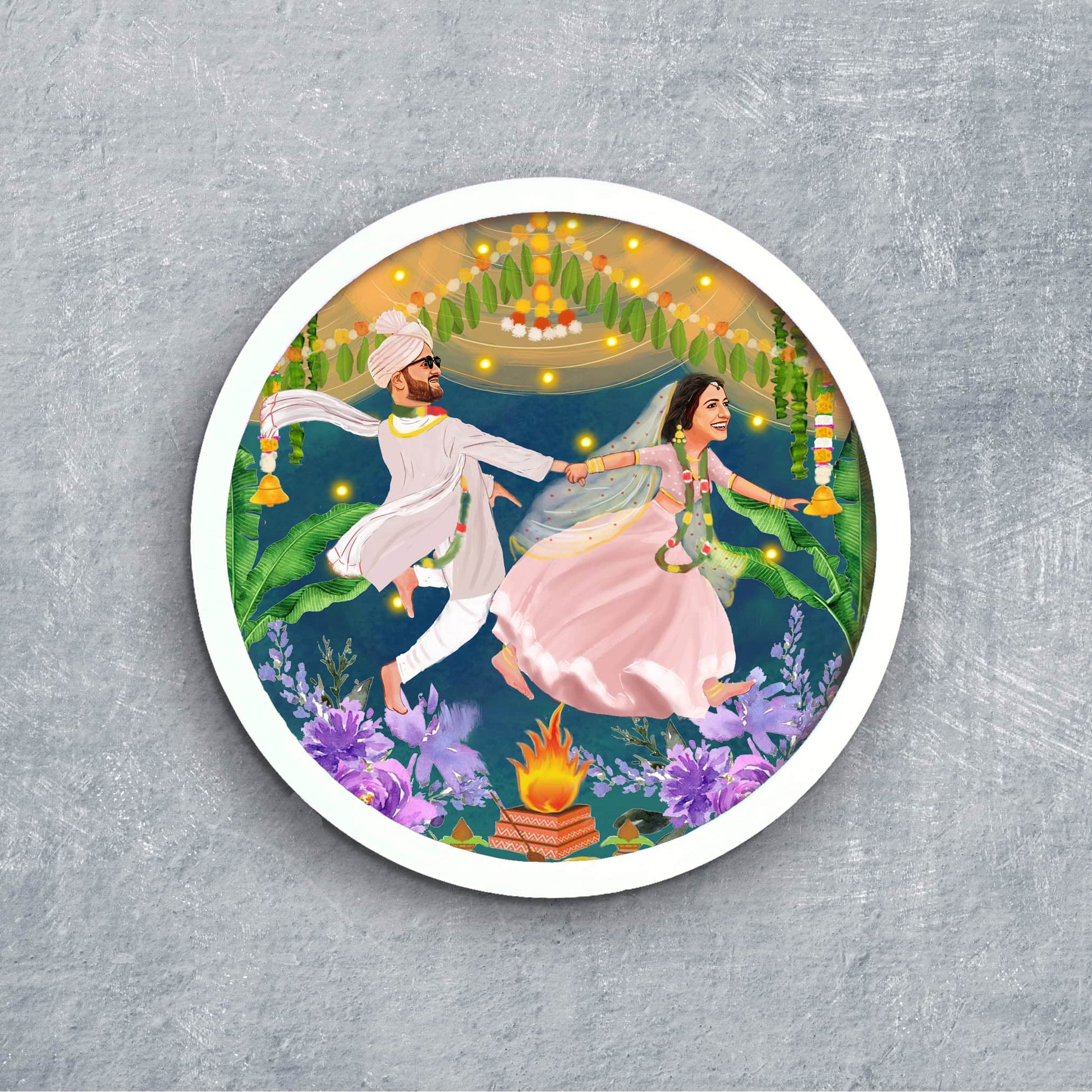 Handpainted Personalized Character Nameplate Wedding Feras- Full frame - rangreli