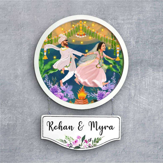 Handpainted Personalized Character Nameplate Wedding Feras- Full frame - rangreli