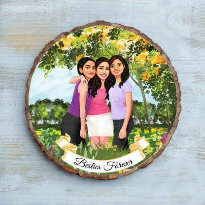Handpainted Personalized Illustration Bark Nameplate - Outdoor Time - rangreli