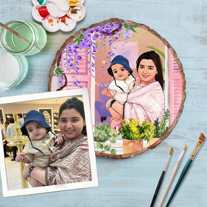 Handpainted Personalized Illustration Bark Nameplate - Fun Time 3 - rangreli