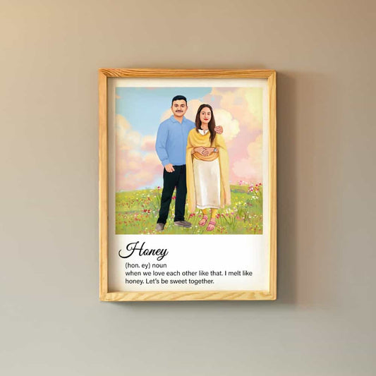 Rectangle Photo based Family Illustration Portrait - Couple outings - rangreli