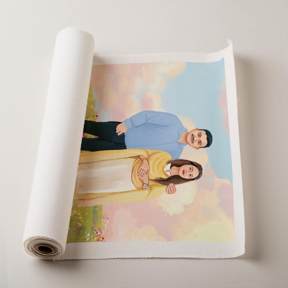 Rectangle Photo based Family Illustration Portrait - Couple outings - rangreli