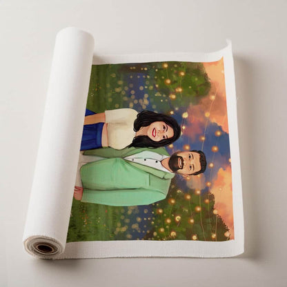 Rectangle Photo based Family Illustration Portrait - Dynamic Duo Moments - rangreli