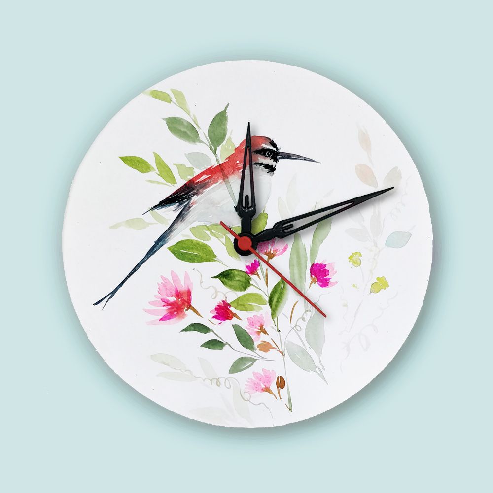 Handpainted Wall Clock - Bird 3 - rangreli