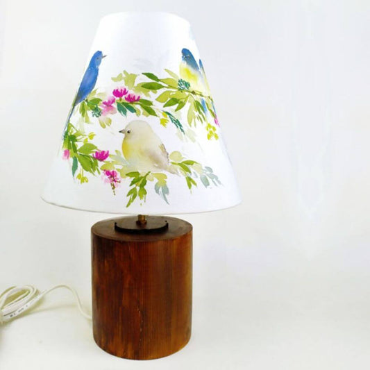 Cone Table Lamp - Perching Birds Lamp Shade - rangreli