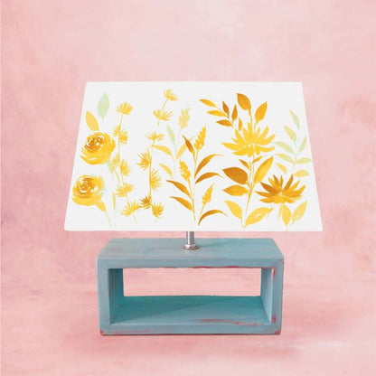 Rectangle Table Lamp - Yellow Monochrome Lamp Shade - rangreli