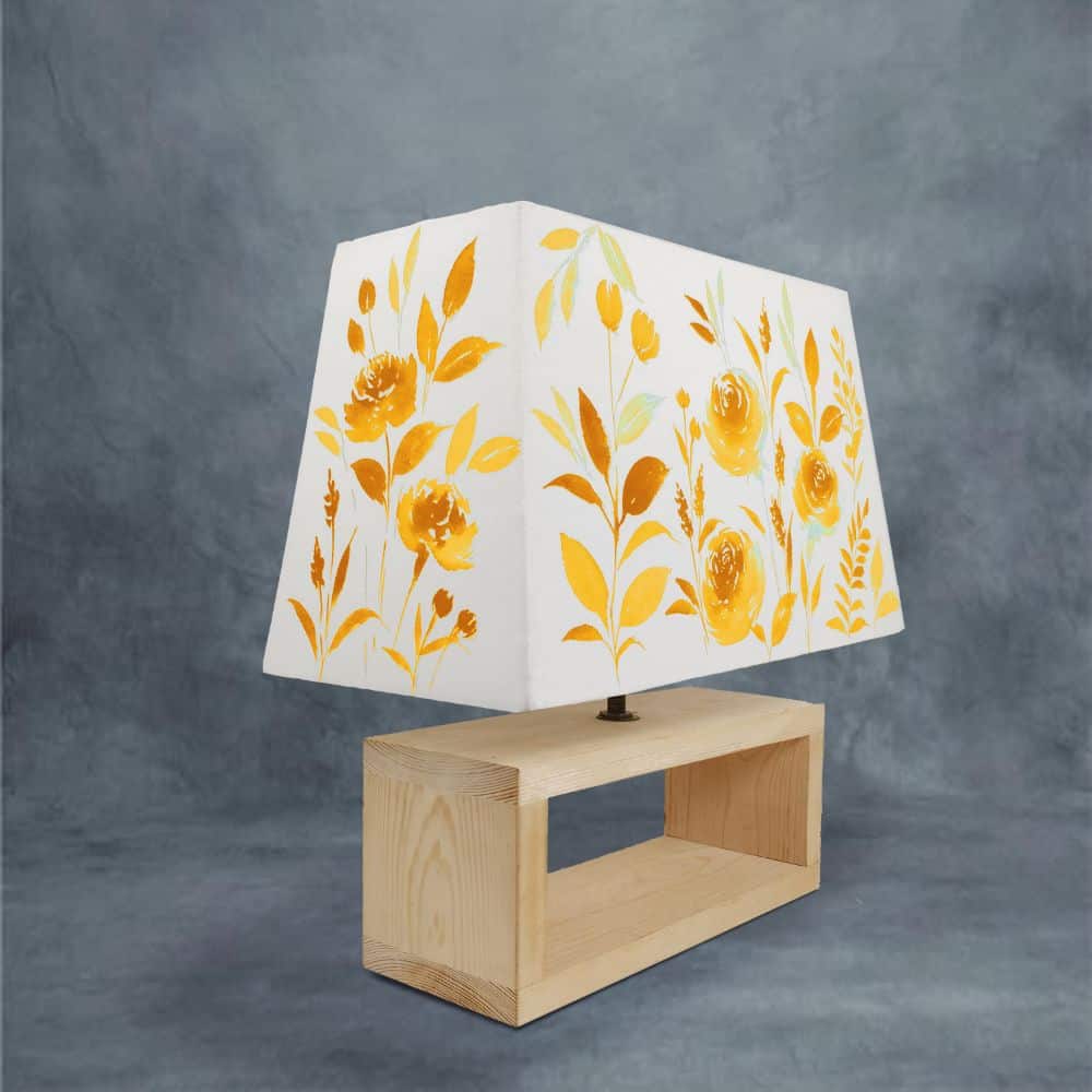 Rectangle Table Lamp - Yellow Monochrome Lamp Shade - rangreli