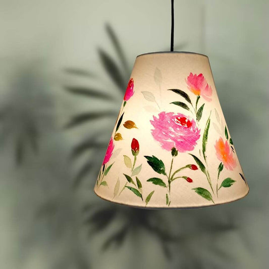 Cone Pendant Lamp - pink florals - rangreli