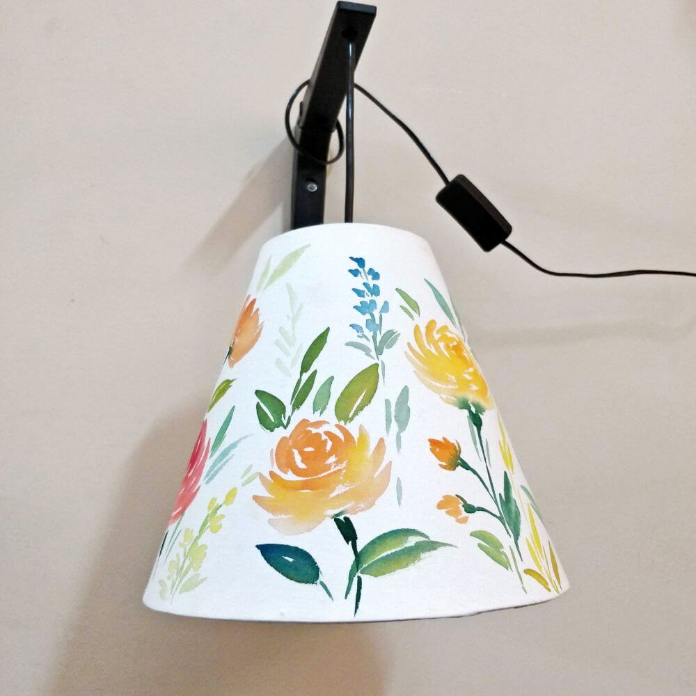 Cone Pendant Lamp - Flowers Red and Yellow - rangreli