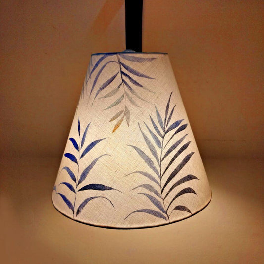 Cone Pendant Lamp - Blue Palm Leaves