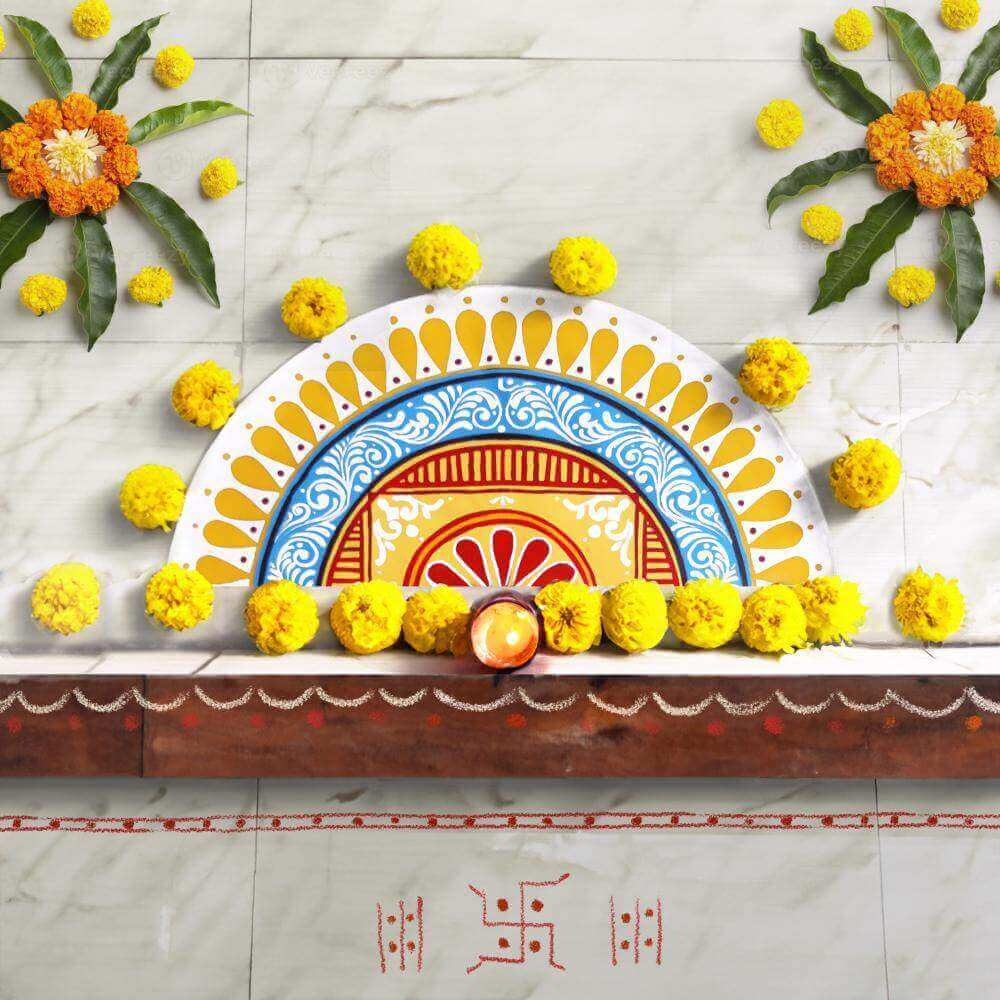 Saanjh - Semicircle Handpainted Rangoli