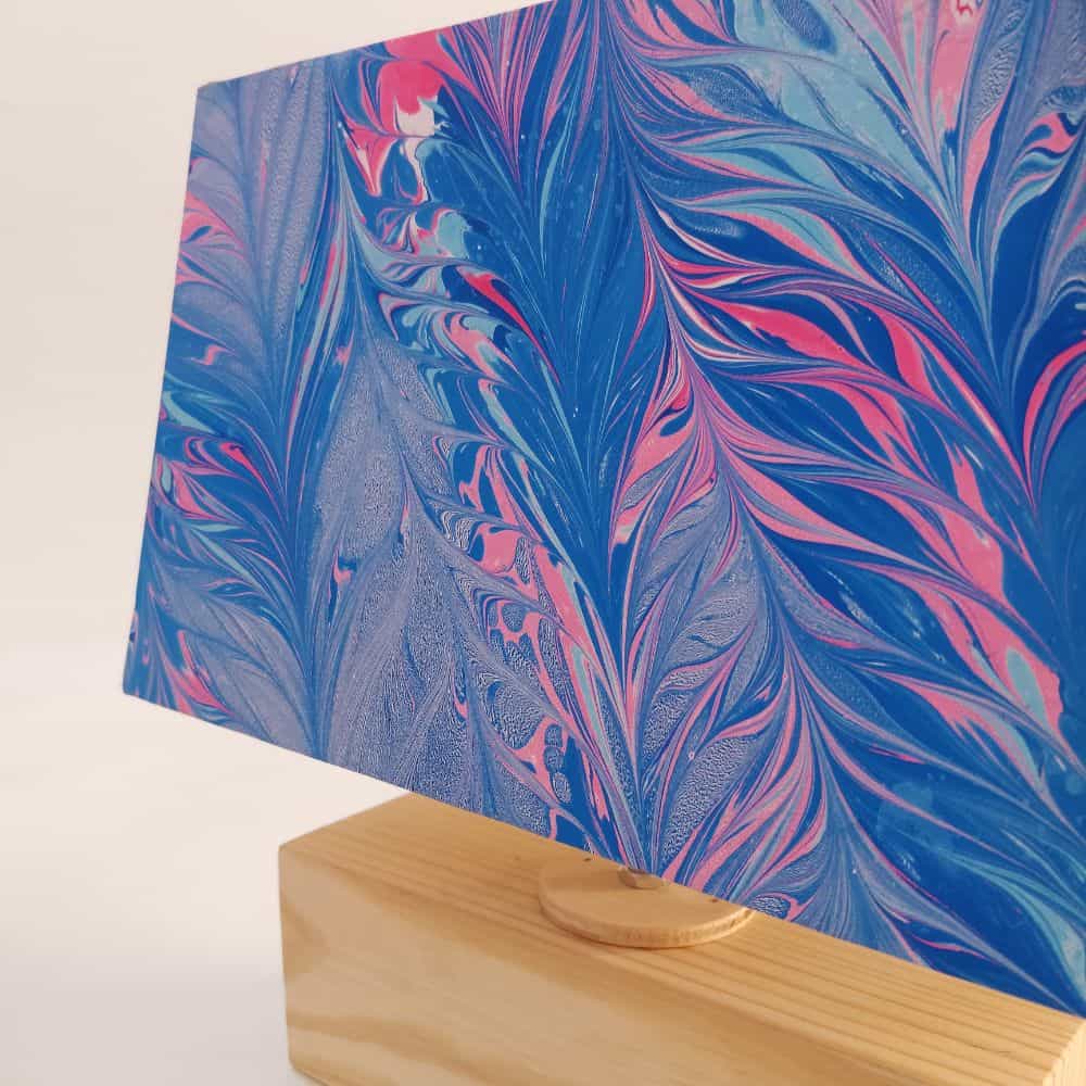 Modern Table Lamp - Marbling | Navy and Pink - rangreli