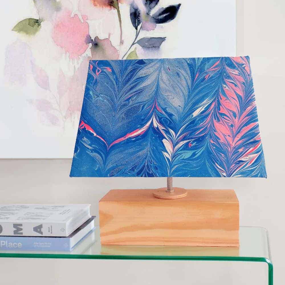 Modern Table Lamp - Marbling | Navy and Pink - rangreli