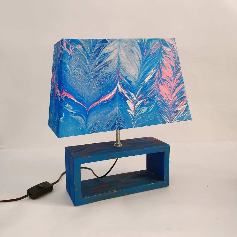Modern Table Lamp - Marbling | Navy and Pink - rangreli