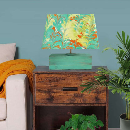 Modern Table Lamp - Marbling | Green and Yellow - rangreli
