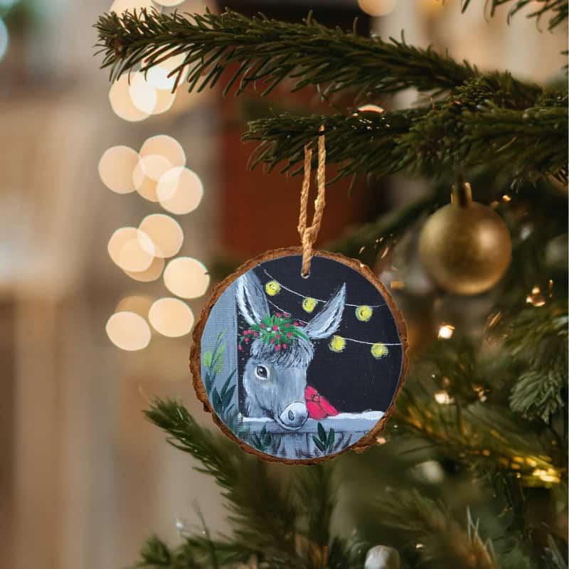 Holiday Donkey Delight - Christmas Ornament