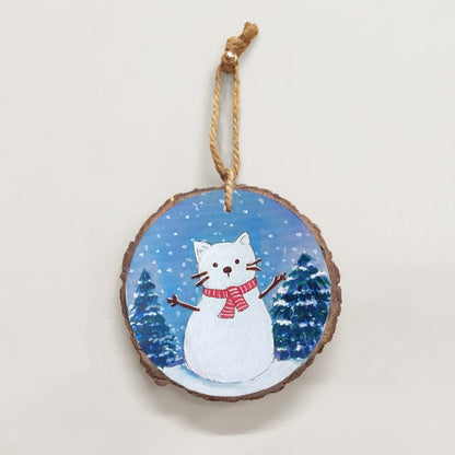 Snowy Cat Wonder - Christmas Ornament