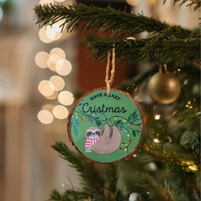 Lazy Christmas Sloth - Christmas Ornament