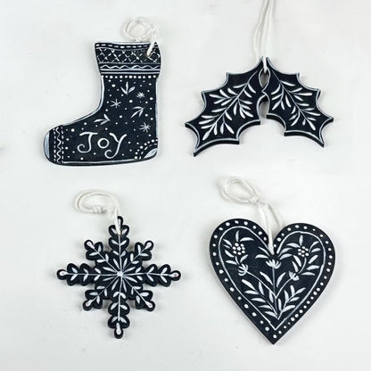 Midnight Minis – Black Folk Ornament Set