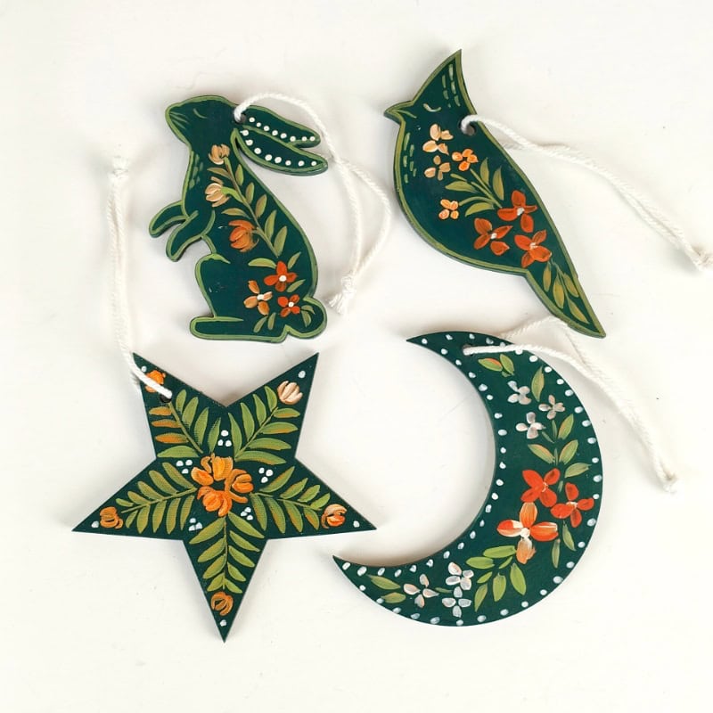 Arctic Minis – Green Folk Ornament Set