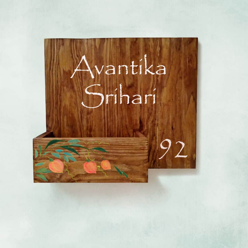 Handpainted Customized Planter Name plate -   Peach Flowers - rangreli