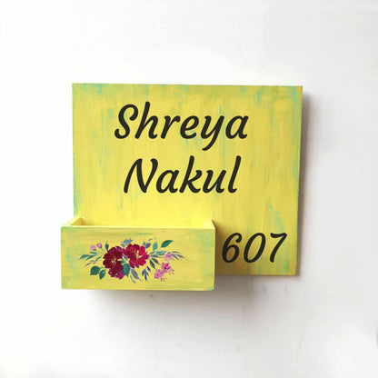 Handpainted Customized Planter Name plate - Red Flowers - rangreli