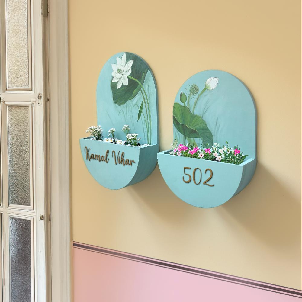 Round Planter Name Plate - Shy Teal - Rangreli