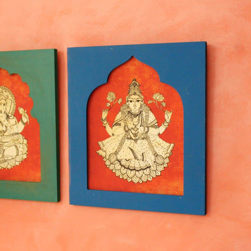Laxmi Ganesh - Traditional Indian Art | Ethnic Wall Art - rangreli