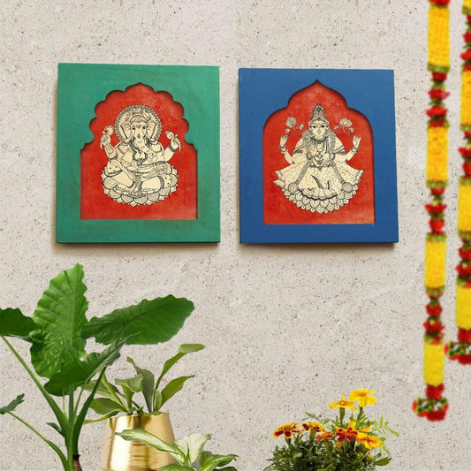 Laxmi Ganesh - Traditional Indian Art | Ethnic Wall Art - rangreli