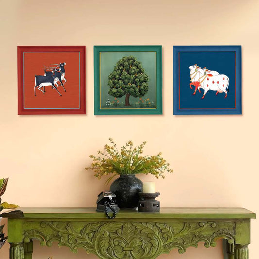 Set of 3 Pichwai Artwork - Rangreli