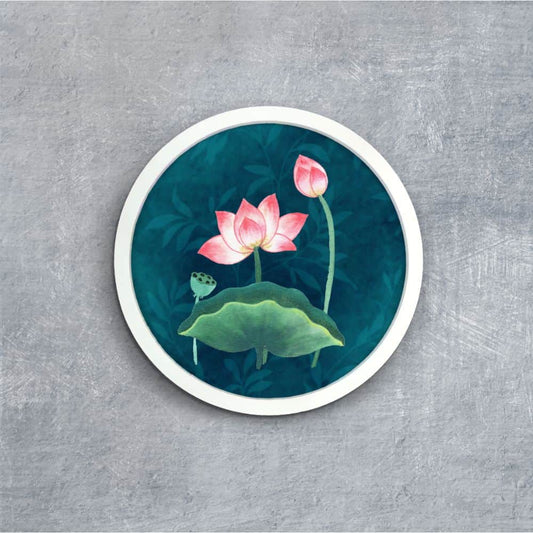 Lotus Blue Pichwai Style Wall Art Frames - rangreli