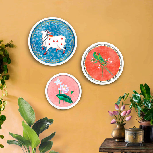 Pichwai Style Wall Art Frames Set of 3 - rangreli