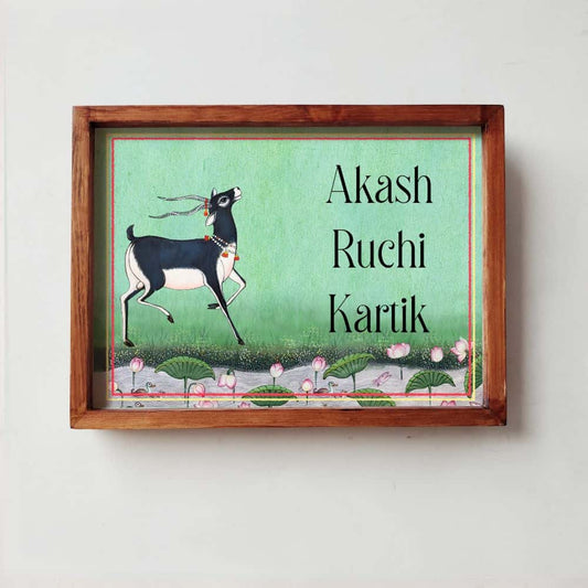 Printed Framed Name plate - KrishnaMrig - rangreli