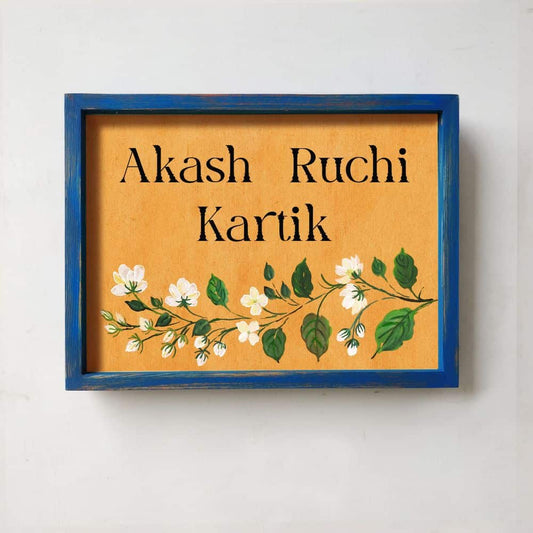 Handpainted Customized Name Plate -  Mogra - rangreli