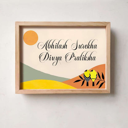 Handcrafted Framed Name plate - Hills - rangreli