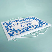 Load image into Gallery viewer, Hand Painted Metal Frame Name plate - Indigo Opulence - rangreli
