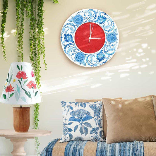 Patterns Wall Clock Blue twig - rangreli