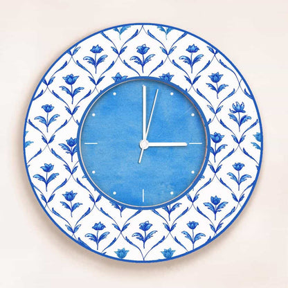 Patterns Wall Clock Blue Roses - rangreli