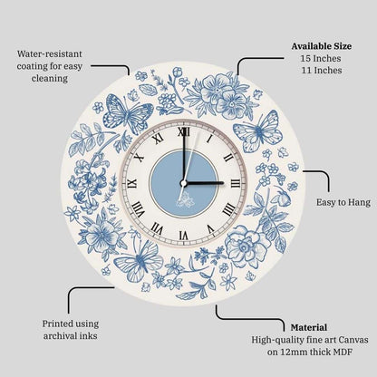 Midnight Botanica – Indigo Hour Wall Clock