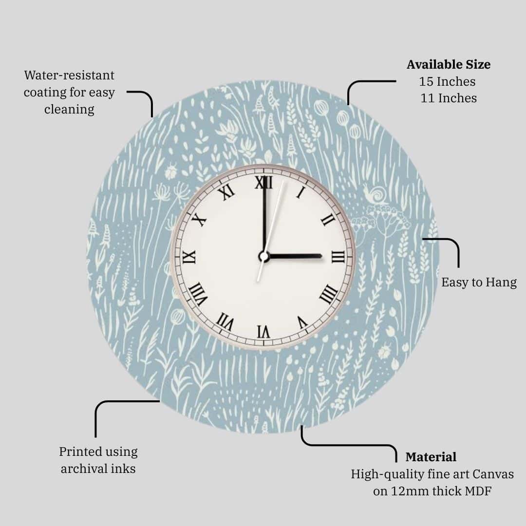 Garden Hour – Teal Sketch Wall Clock